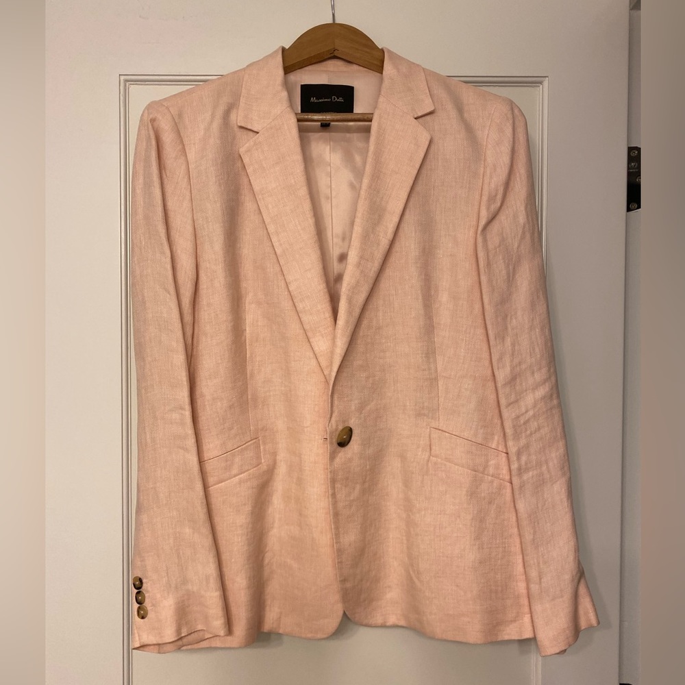 Massimo Dutti blazer, 100% linen, pale pink, size 12 US